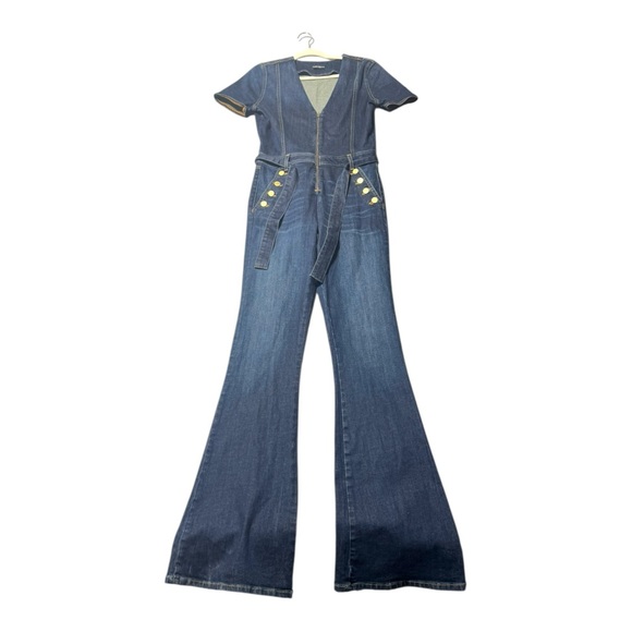 NWT Ramy Brook Women’s 28 Helena Denim Jumpsuit Dark Blue Rinse - Picture 2 of 6